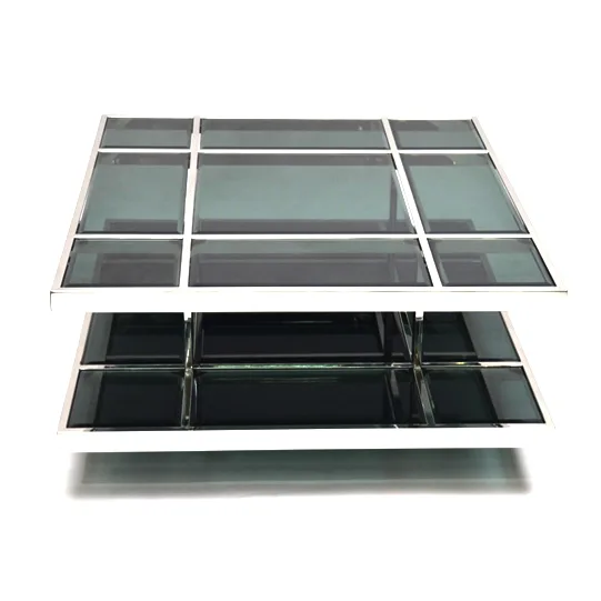 Luxury Geometric Glass Coffee Table – Architectural Grid Edition