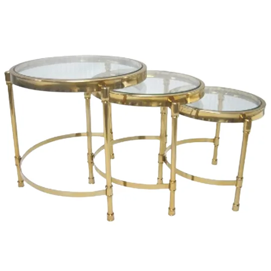 Luxury Gold Round Glass Nesting Tables