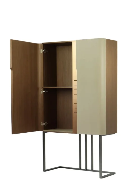 FURNITURE Shelving & Storage DR1101249 in E1 class board cabinet + microfiber saddle leather + solid gold stainless steel decorative strip — view 2
