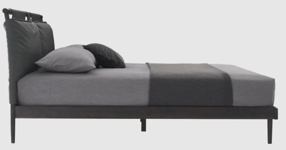 Somnara - Luxury Designer Beds & Headboards in Imported Italian first layer leather + North American ash wood frame/carbon ash wood color + solid wood row skeleton + feather silk cotton + high density sponge — view 2
