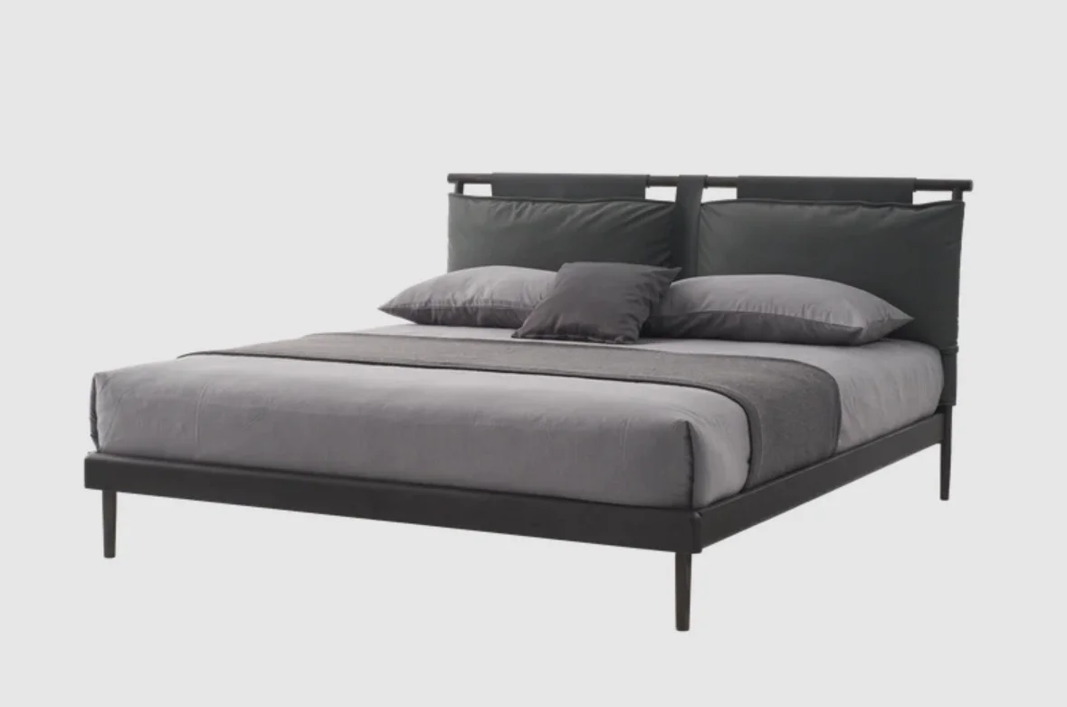 Somnara - Luxury Designer Beds & Headboards in Imported Italian first layer leather + North American ash wood frame/carbon ash wood color + solid wood row skeleton + feather silk cotton + high density sponge — view 3