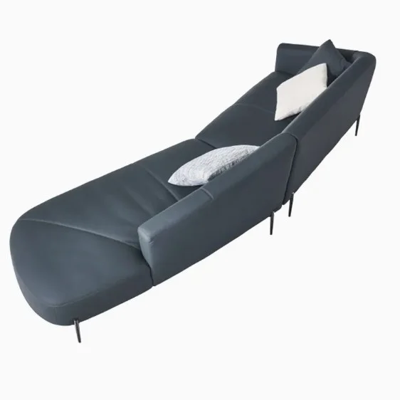 Aeona - Luxury Designer Sofas & Lounges in Imported Italian first layer leather + down + high-density sponge + aviation aluminum alloy gun black foot — view 2