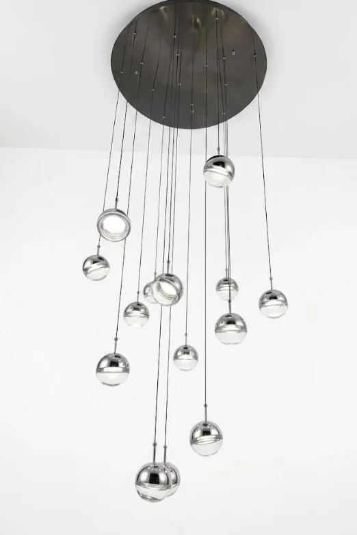 Cineris Chandelier, Metal + Glass, product view