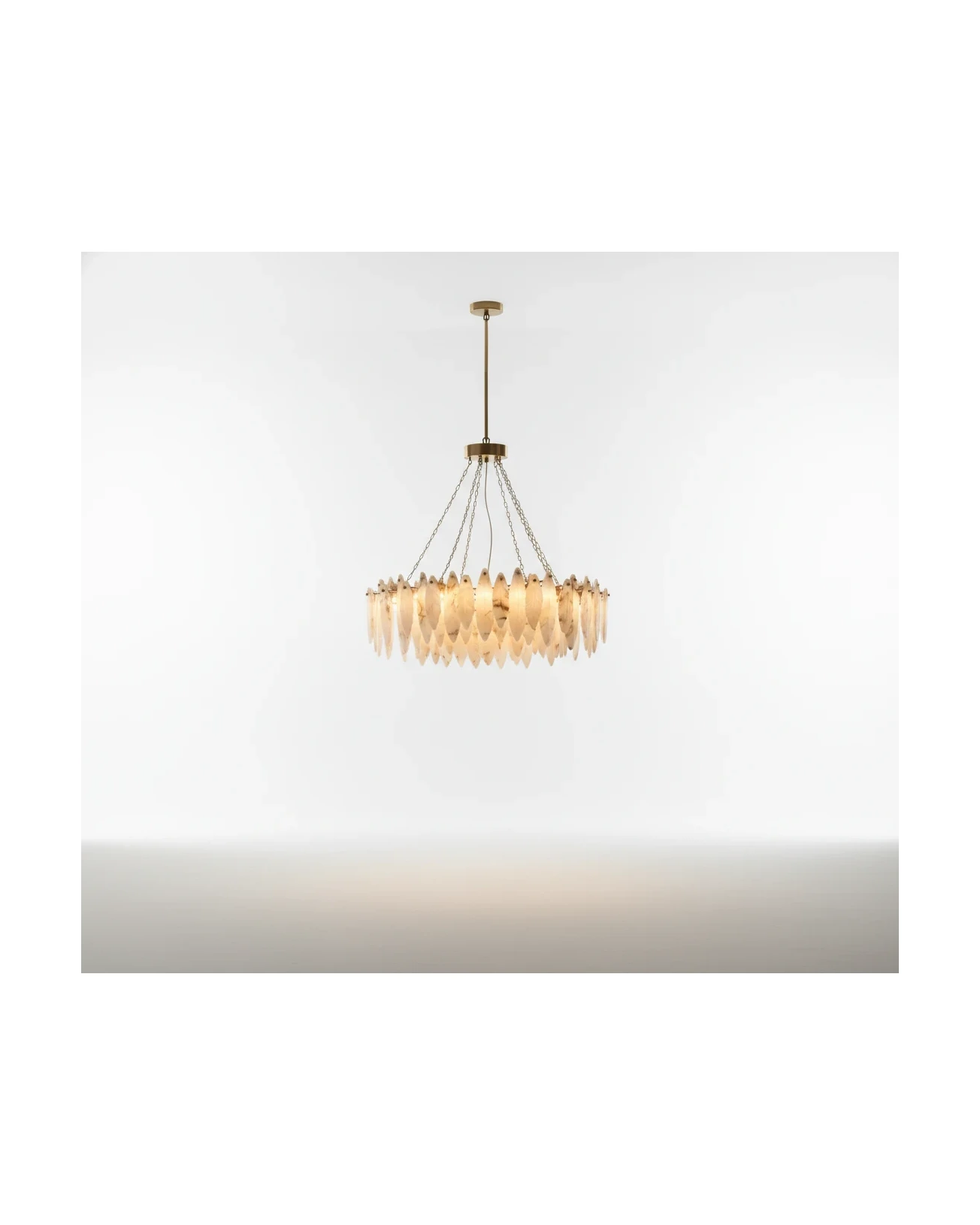 Leaf Chandelier in Spanish alabaster+Brass