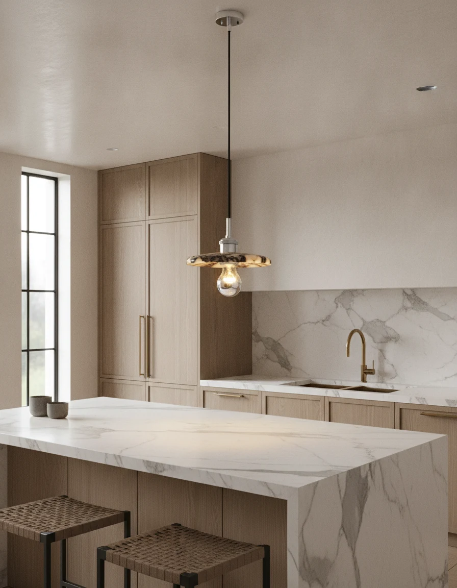 Friedelite, Bvlgari marble+steel electrical plating chrome — luxury Pendants, alternate view