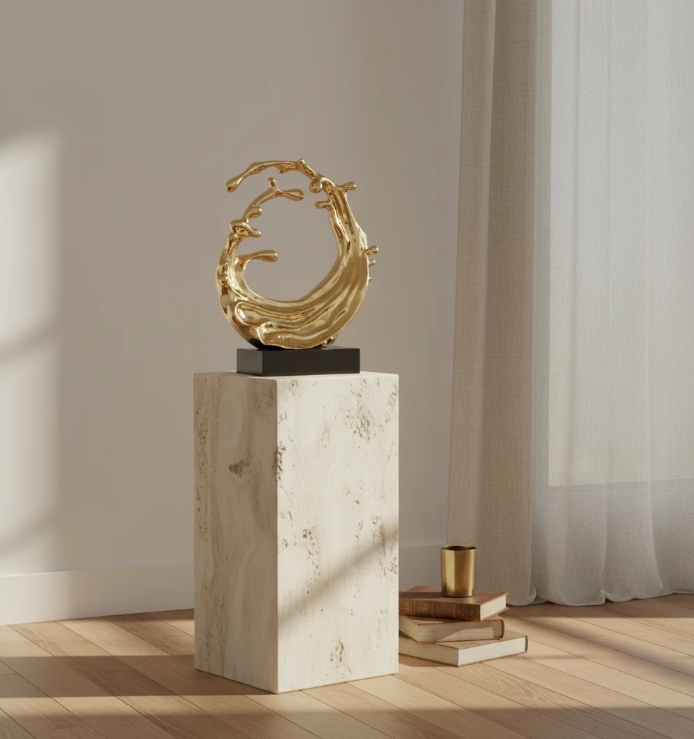 Golden Splash Abstract Sculpture, Resin plating — luxury Sculptures & Art Pieces, alternate view