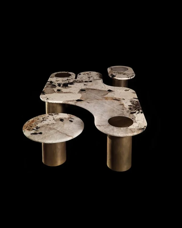 Pietro in STAINLESS STEEL + MARBLE — luxury Coffee Table — view 2