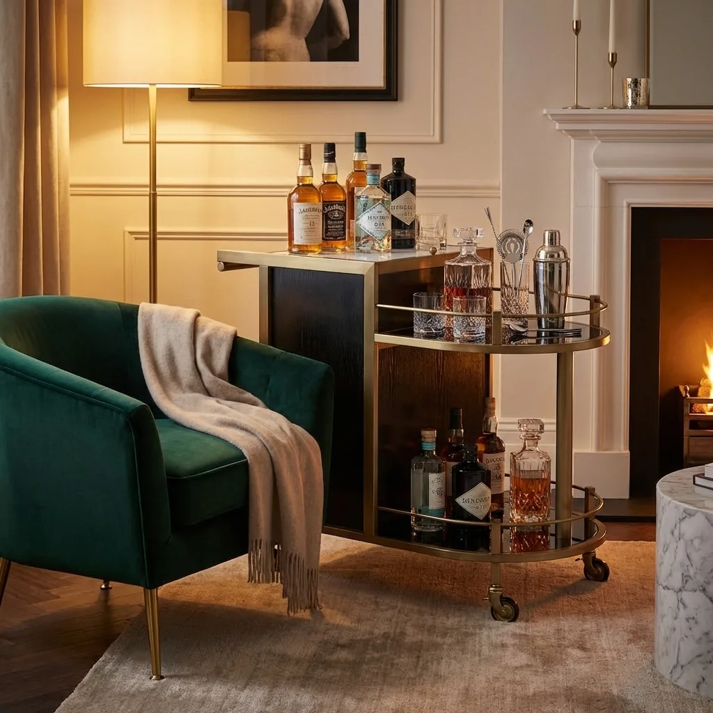 Luxury Gold Bar Cart Trolley – Modern Serving Edition