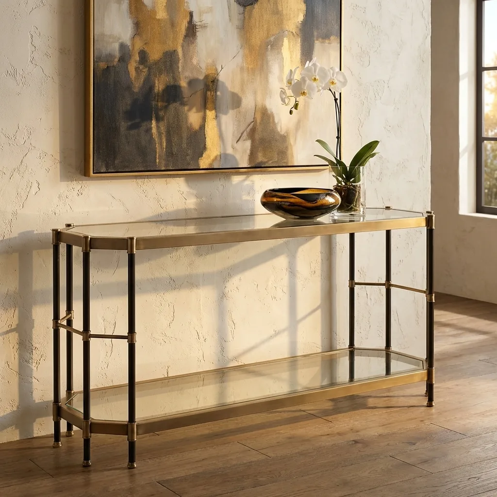 Luxury Two-Tier Glass Console Table