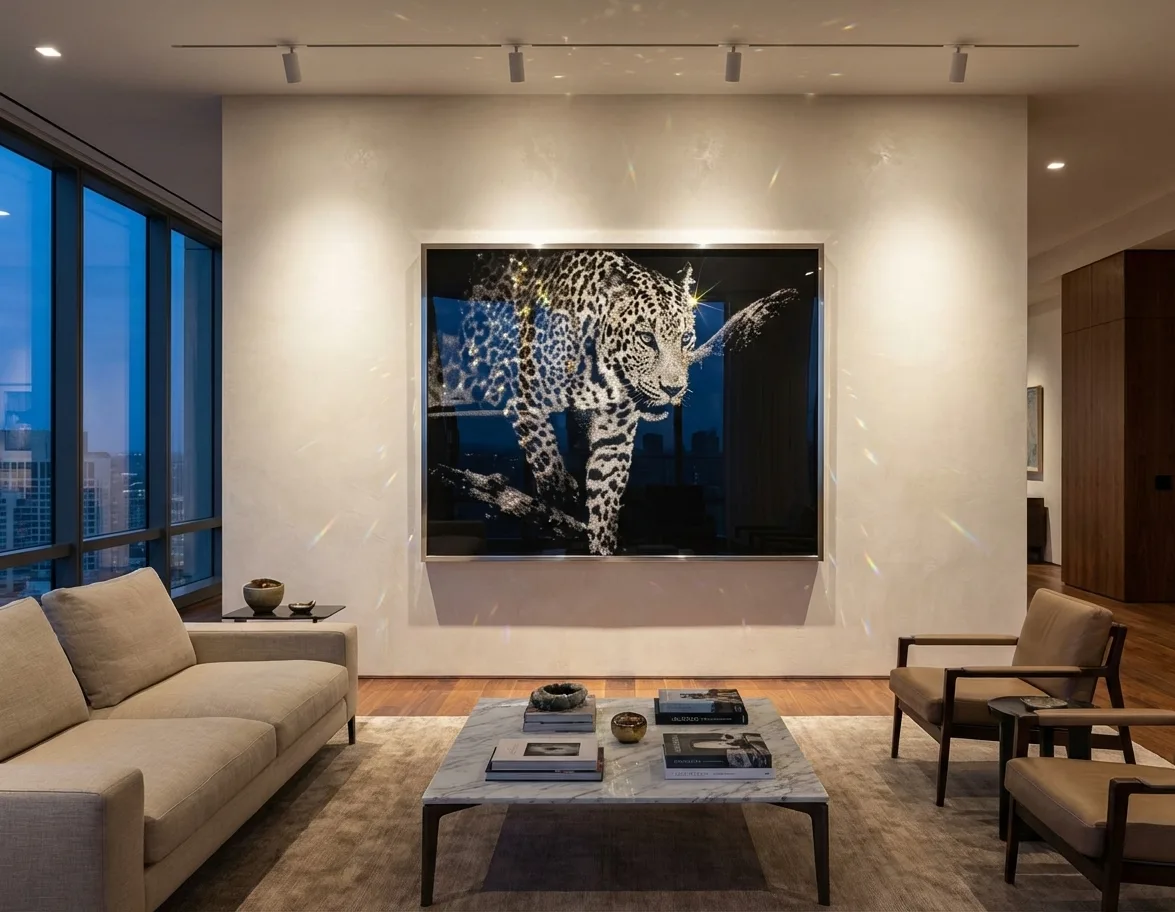 Cyralis artwork displayed in a contemporary interior