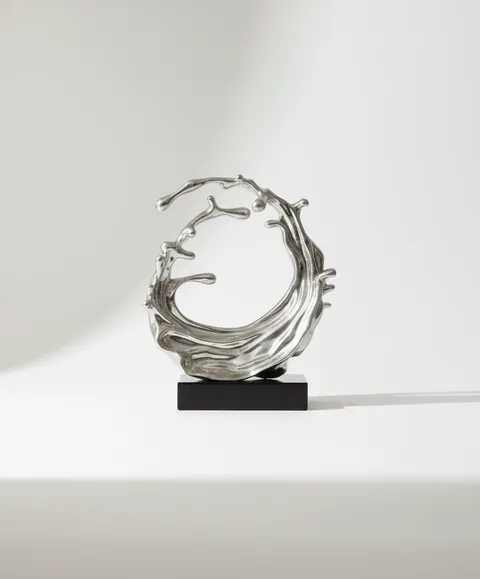 Silver Ripple Abstract Sculpture