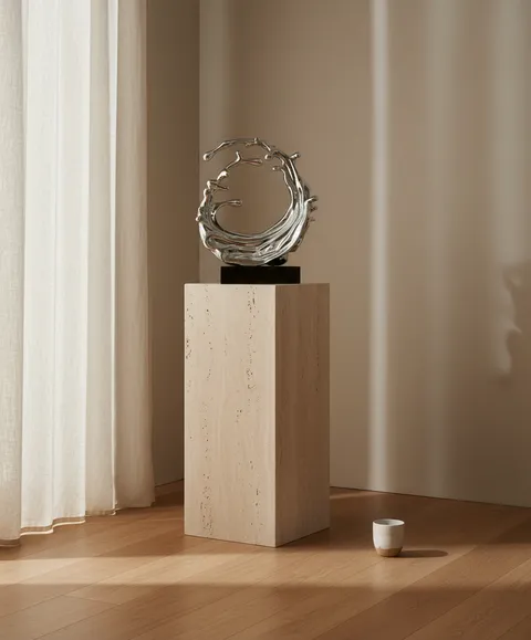 Silver Ripple Abstract Sculpture alternate view