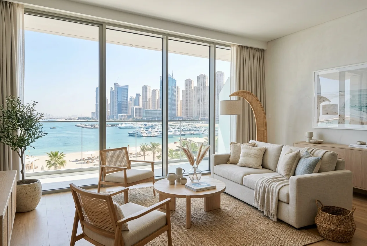 Illustrative interior planning image for Emaar Beachfront; not evidence of a completed DESROCH project