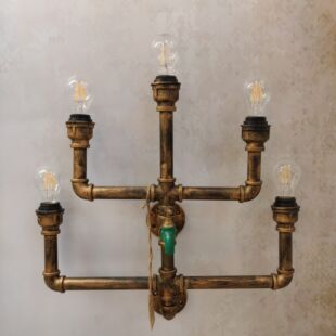 LUMILUCE VINTAGE PIPES E27x5 ANTIQUE BRASS WALL LIGHT