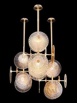 DESROCH DECORATIVE PENDANT LIGHT G9*18 BRUSHED BRONZE COLOR AND ARTISTIC CRYSTAL GLASS SHEET DYED GOLD MOROCCAN PENDANTS