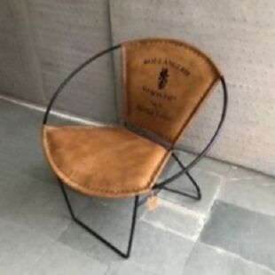 DESROCH IRON AND LEATHER OCCASIONAL CHAIR