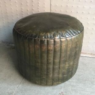 DESROCH LEATHER AND COTTON CYLINDER STOOL & POUF