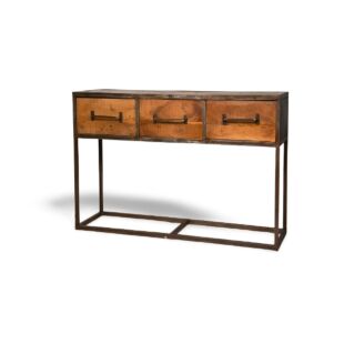 DESROCH LIVING FURNITURE INDOOR IRON BLACK, WOOD BROWN CONSOLE TABLE
