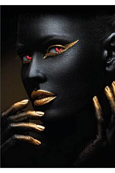 BLACK WOMAN WITH GOLD LIPS, FINGER EYES