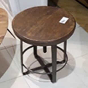 DESROCH METAL AND WOOD STOOL & POUF