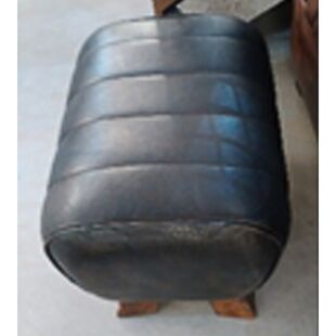 DESROCH LEATHER WITH WOODEN LEG STOOL & POUF