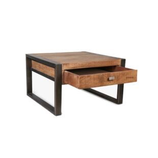 WOODEN END TABLE WITH SS FRAME, BROWN
