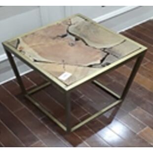 DESROCH MODERN WOOD AND METAL ACCENT TABLE