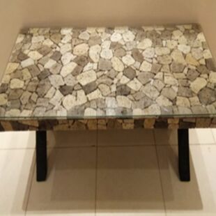 DESROCH MODERN PUMICE STONE AND IRON COFFEE TABLE