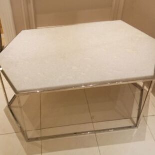 DESROCH MODERN IRON AND MARBLE COFFEE TABLE