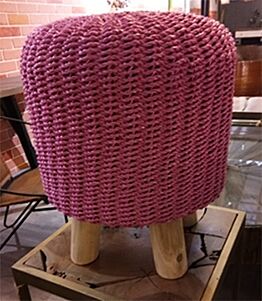 DESROCH SINGLE COLOR PINK HANDMADE STOOL AND POUF