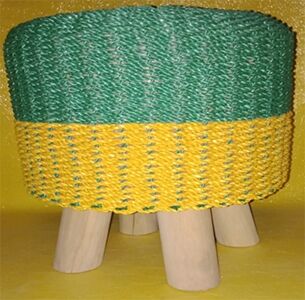 DESROCH TWO COLOR HANDMADE STOOL AND POUF