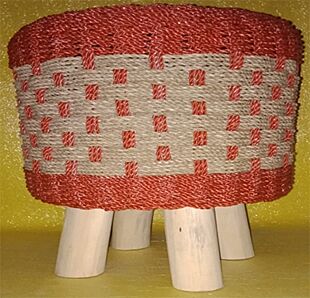 DESROCH BEAUTIFUL TWO COLOR DESIGN HANDMADE STOOL AND POUF