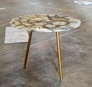 DESROCH MODERN AGATE RUBANE WITH GOLD AGATE SIDE TABLE
