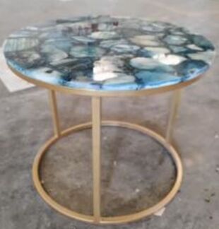 DESROCH MODERN BLUE AGATE SIDE TABLE