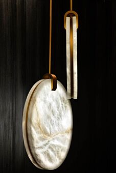 DESROCH DECORATIVE PENDANT LIGHT BRASS NATURAL STONE LIGHTS