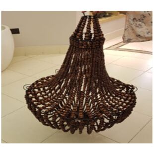DESROCH DECORATIVE PENDANT LIGHT BROWN BEAD PENDANTS