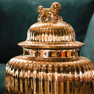 LUXURY GOLDEN PLATED WITH LION LEAD ON TOP JAR