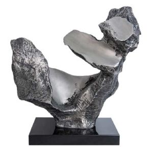 MARBLE INCISION SCULPTURE_LOVELY SILVER AND BLACK 