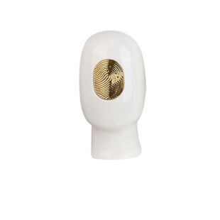 WHITE AND GOLD CERAMIC ABSTRACT SCULPTURE - A
