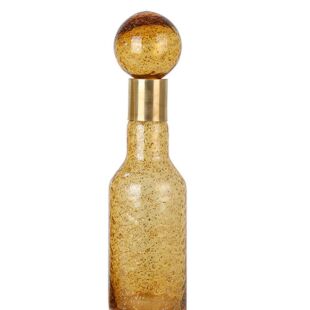 CLASSIC GLASS & BRASS VASE WITH LID