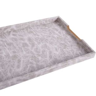 LUXURY LEATHER & METAL BROWN MODERN TRAY