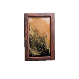 GOLDEN FLAME CANVAS WOODEN WALL HANGING