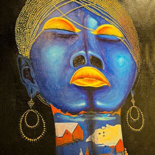BEAUTIFUL BLUE WOMEN WALL DECOR ART