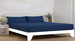 DESROCH ELEGANT COMFORT COTTON STANDARD BLUE TIDE FITTED BED SHEET 