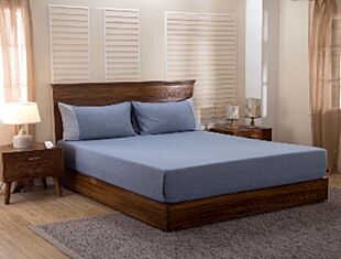 DESROCH ELEGANT COMFORT COTTON STANDARD BLUE BED SHEET