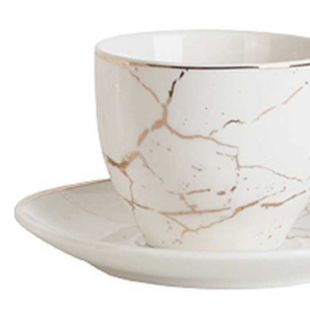 White & Golden Ceramic coffee cup