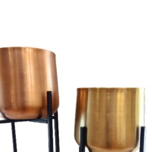 Ferro Zoloto Planters With Stand - Set Of Two