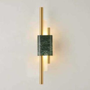 KITAMI WIDE 6W COPPER & GREEN STONE WALL LAMP SMALL 
