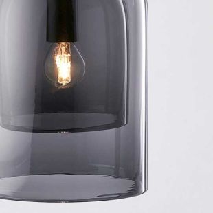 FEYA MODERN WALL LIGHT - MATT BLACK SMOKED GLAS