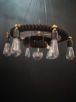 LUMILUCE VINTAGE SPROCKET E27x7 ANTIQUE BRASS SUSPENDED LAMP